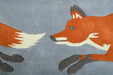 Woven Edge natural world fox Blue, Grey, Multicoloured, Orange Living Room Wool Rug.