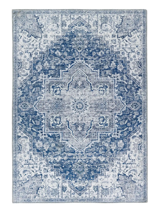 Origins washable soho garda blue Blue Living Room Geometric Rug.