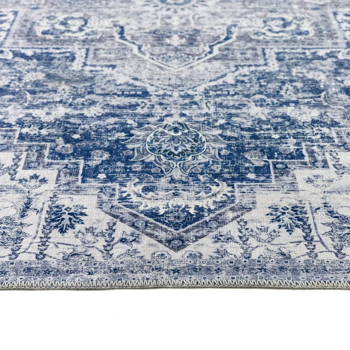 Origins washable soho garda blue Blue Living Room Geometric Rug.