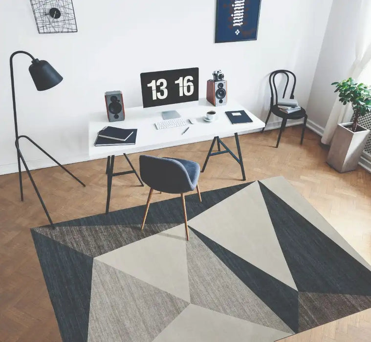 Likewise Matting toyko geo blue Blue Living Room Geometric Rug.