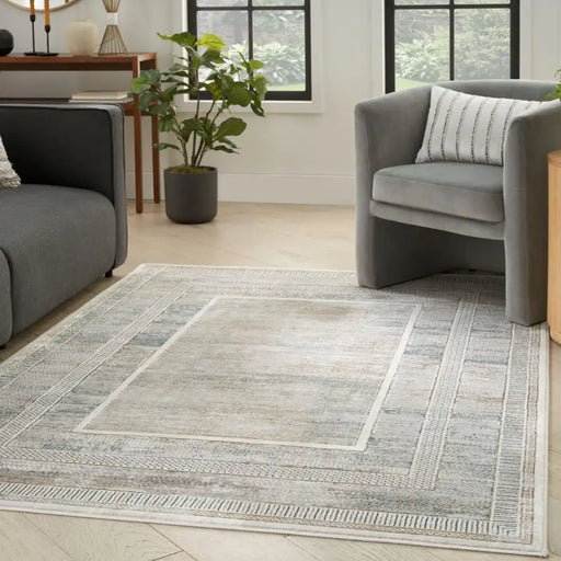 Nourison glitz gl07 ivory multi Ivory, Multicoloured Living Room Geometric Rug.