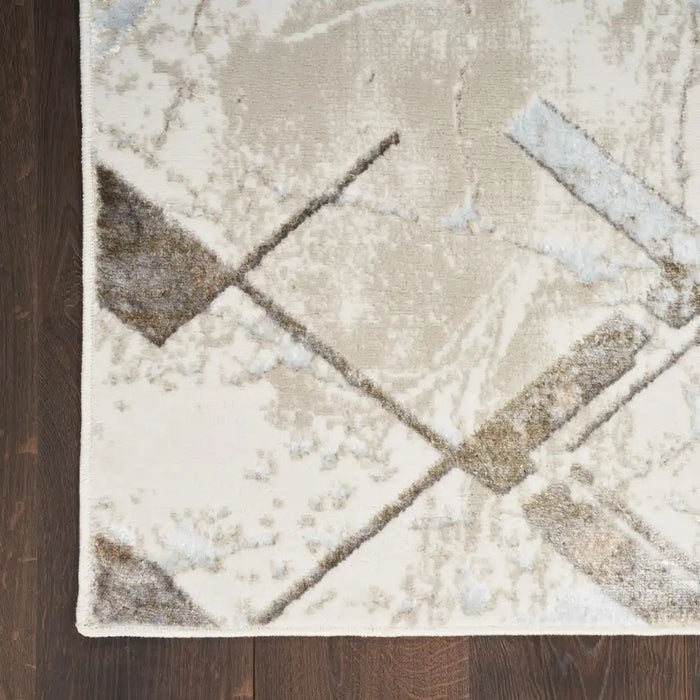 Nourison glitz glz02 ivory grey Grey, Ivory Living Room Geometric Rug.