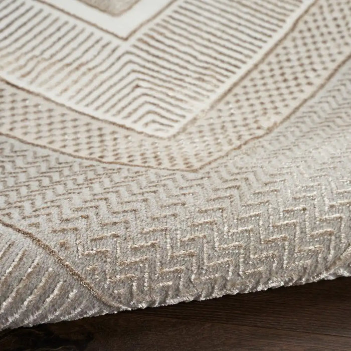 Nourison glitz glz07 ivory Ivory Living Room Geometric Rug.