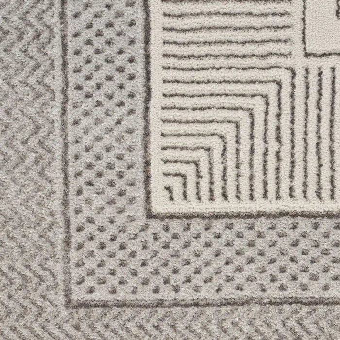 Nourison glitz glz07 silver Grey Living Room Geometric Rug.
