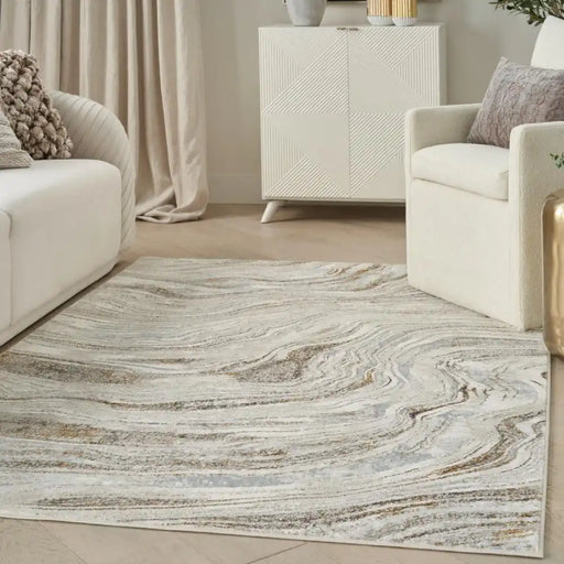 Nourison glitz glz22 grey gold Grey, Yellow Living Room Geometric Rug.