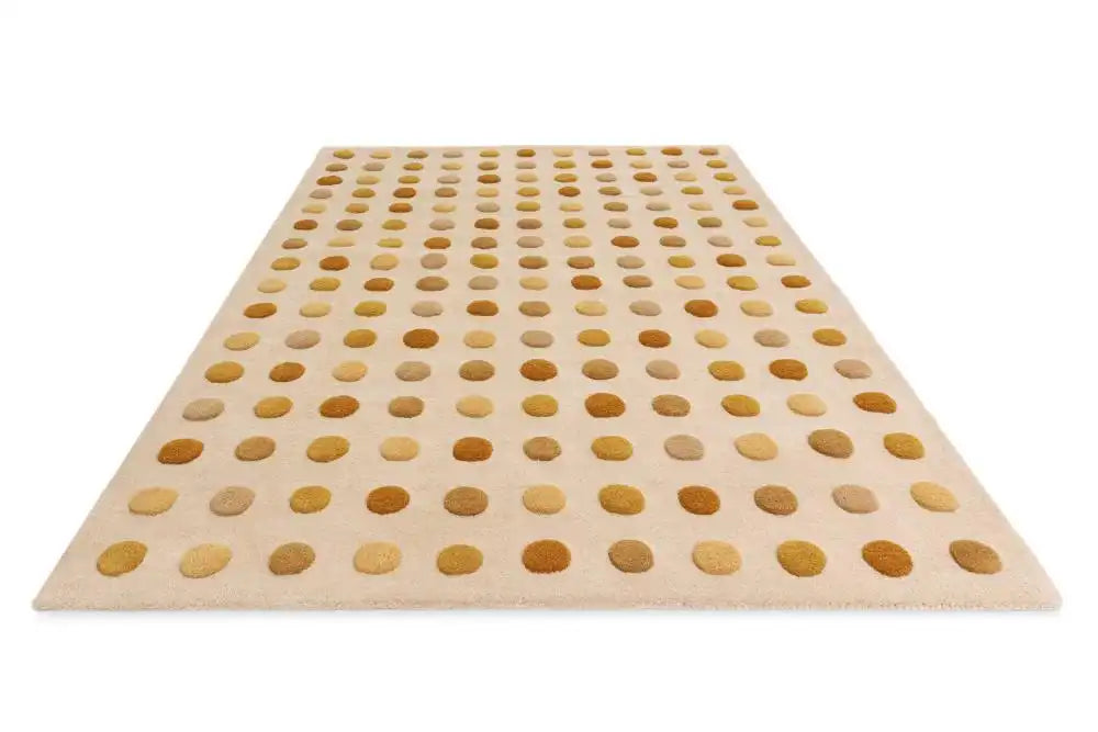 Asiatic dotty gold Brown, Yellow, Beige, Multicoloured, Orange Living Room Wool Rug.