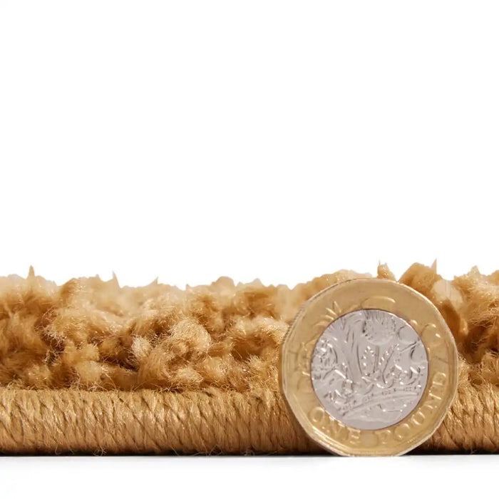 Think Rugs bali gold Yellow Living Room Shaggy Rug.