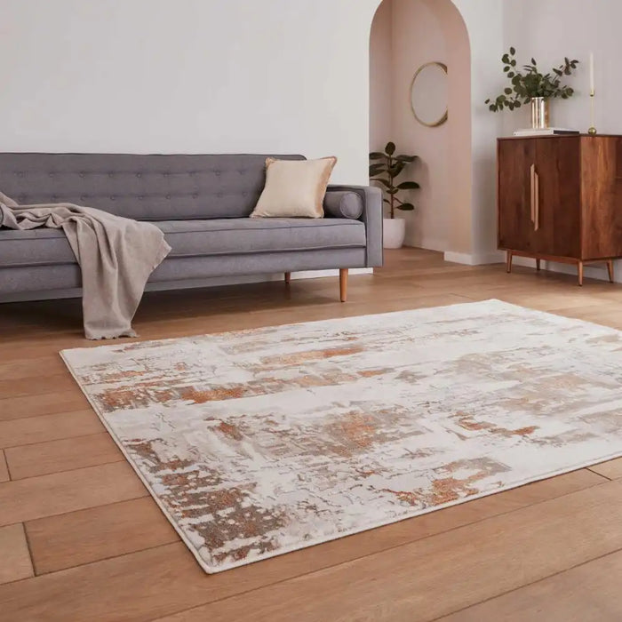 Think Rugs apollo gr579 bronze grey Grey, Beige, Orange Living Room  Rug.