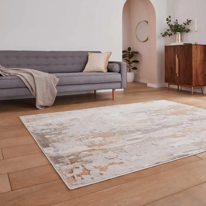 Think Rugs apollo gr580 bronze grey Grey, Orange Living Room  Rug.