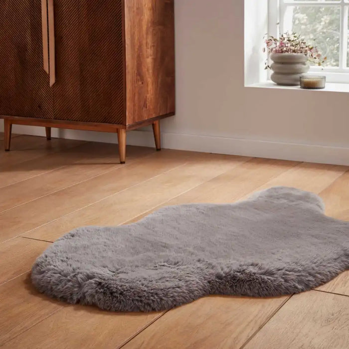 Think Rugs super teddy sheepskin grey Grey Living Room Shaggy Rug.