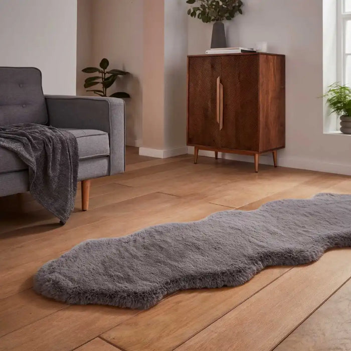 Think Rugs super teddy sheepskin grey Grey Living Room Shaggy Rug.
