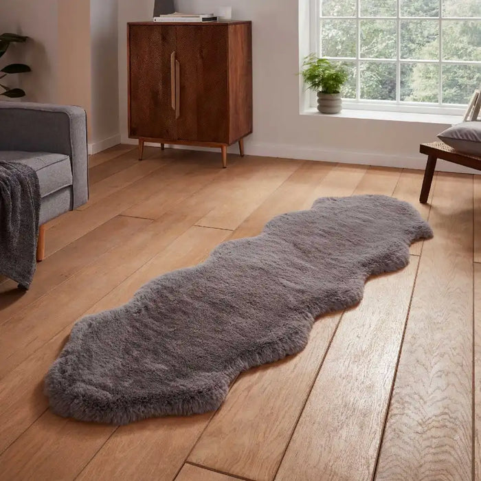 Think Rugs super teddy sheepskin grey Grey Living Room Shaggy Rug.