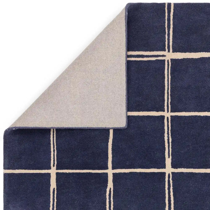 Asiatic albany asiatic grid marine Blue, Navy Living Room Geometric Rug.