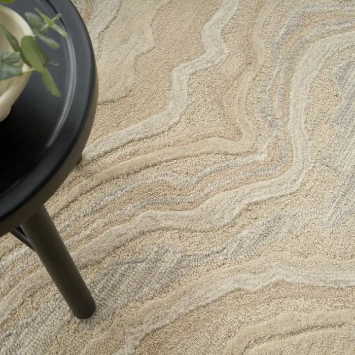 Nourison graceful gru01 beige Beige Living Room Wool Rug.