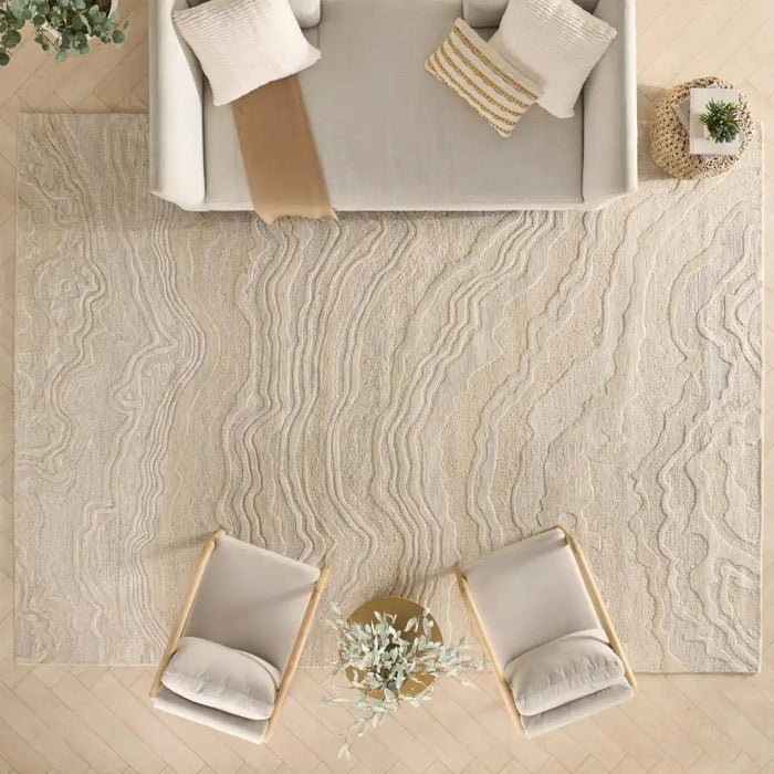 Nourison graceful gru01 beige Beige Living Room Wool Rug.