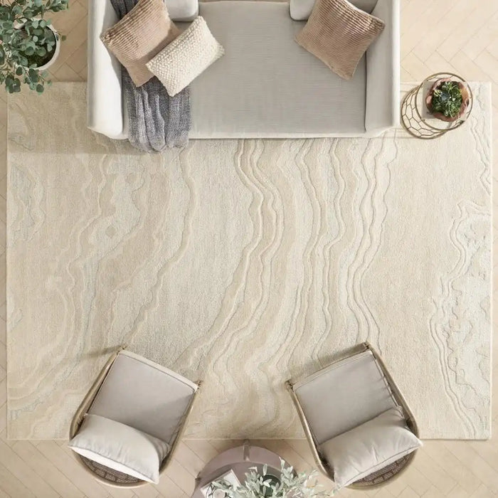 Nourison graceful gru01 ivory Ivory Living Room Wool Rug.