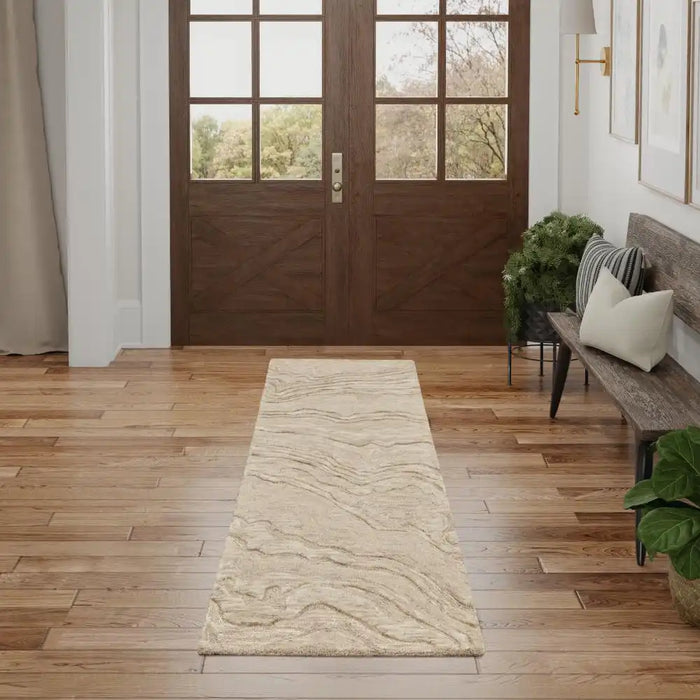Nourison graceful gru01 taupe Brown, Beige Living Room Wool Rug.