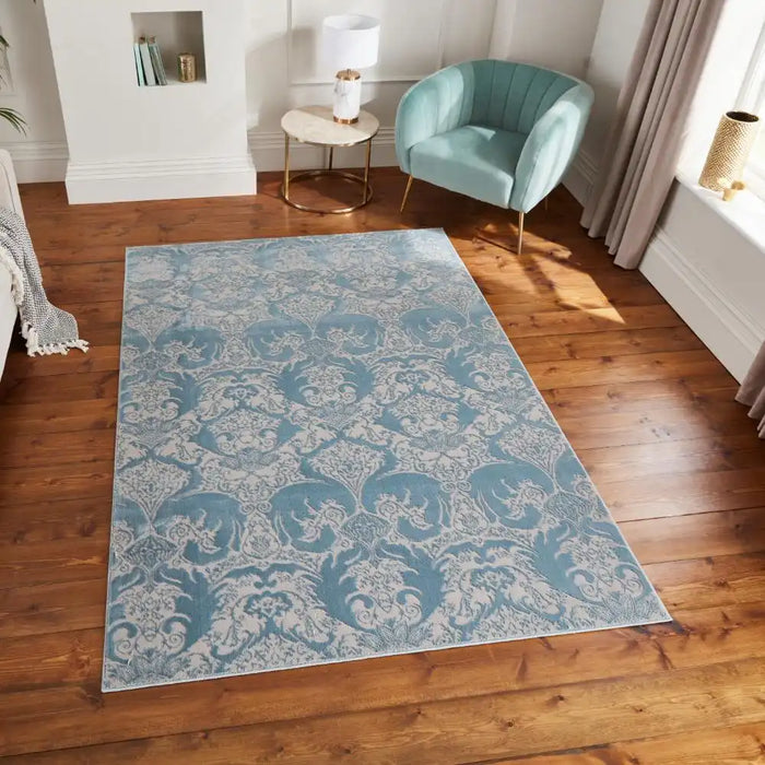 Think Rugs laurence llewelyn bowen imperial blue Blue Living Room Floral Rug.