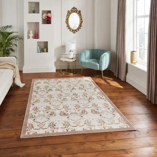 Think Rugs laurence llewelyn bowen imperial bronze Brown, Beige Living Room Floral Rug.