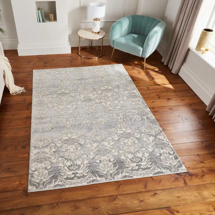Think Rugs laurence llewelyn bowen imperial grey Grey Living Room Floral Rug.