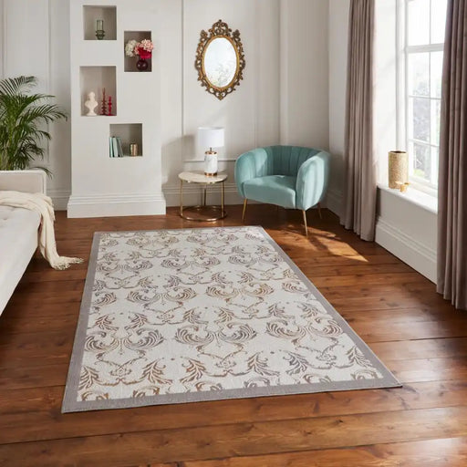 Think Rugs laurence llewelyn bowen imperial pearl Grey Living Room Floral Rug.
