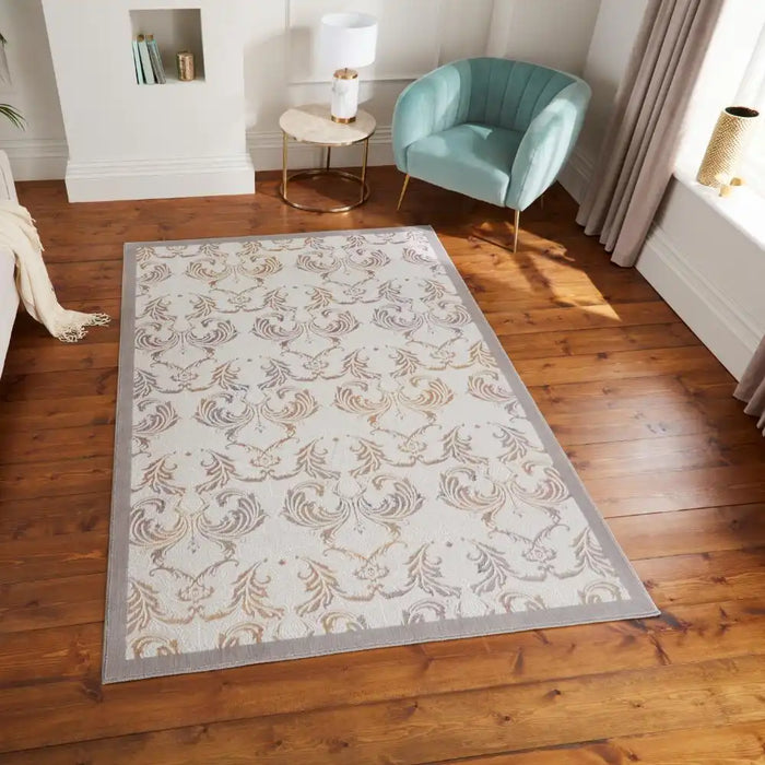 Think Rugs laurence llewelyn bowen imperial pearl Grey Living Room Floral Rug.