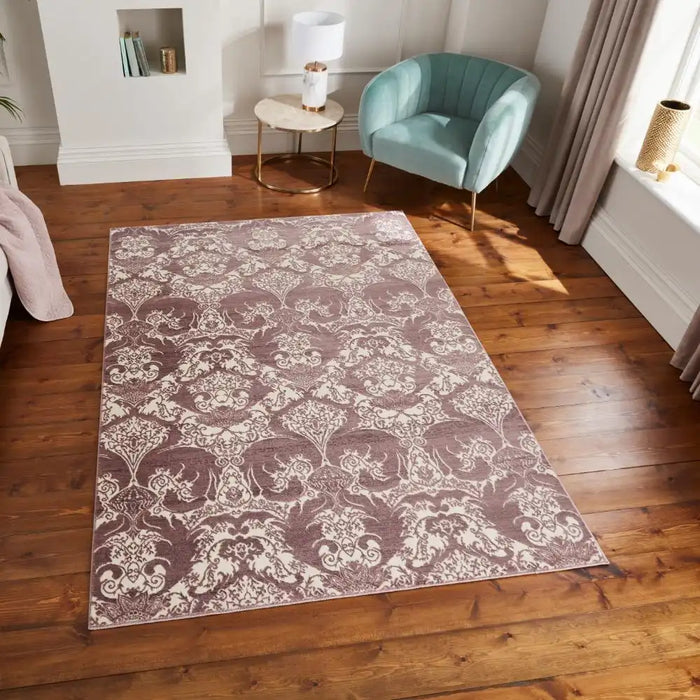 Think Rugs laurence llewelyn bowen imperial wine Red Living Room Floral Rug.