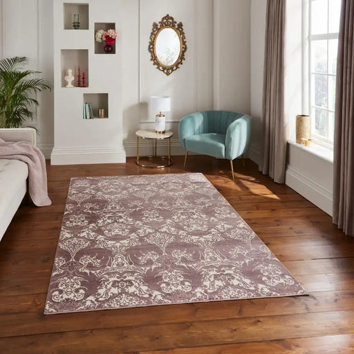 Think Rugs laurence llewelyn bowen imperial wine Red Living Room Floral Rug.