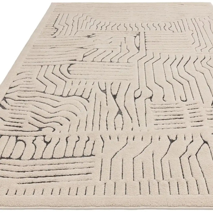 Asiatic valley ivory charcoal route Grey, Ivory Living Room Geometric Rug.