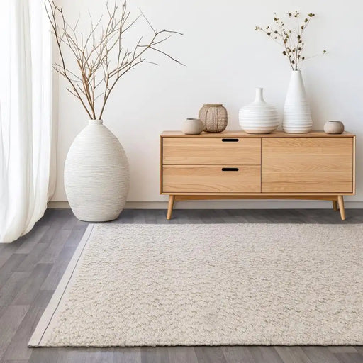 Asiatic elm ivory Ivory Living Room Wool Rug.