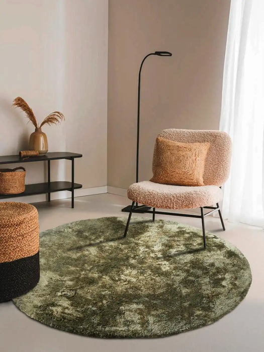 Elle Decoration elle cosy jungle green Green Living Room Shaggy Rug.