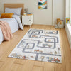 Think Rugs vida washable kids map Ivory Bedroom  Washable Rug.