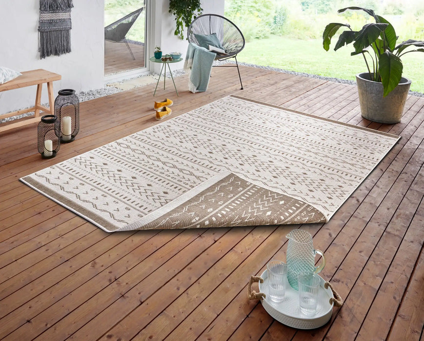 NorthRugs twin supreme kuba linen Brown, Cream Living Room Striped Rug.