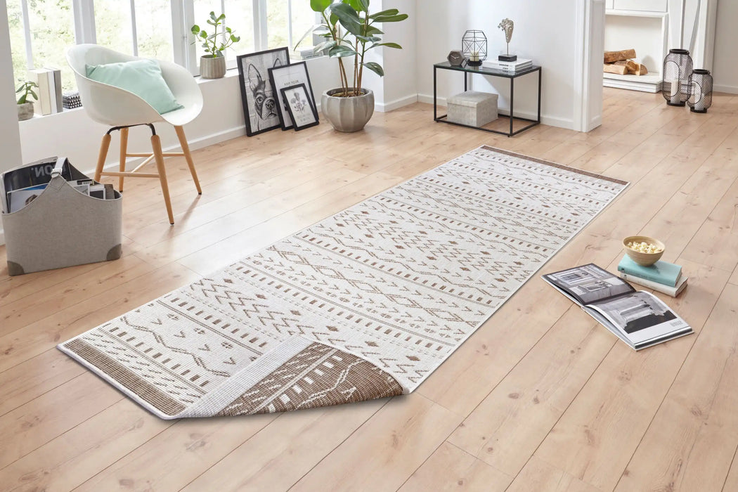 NorthRugs twin supreme kuba linen Brown, Cream Living Room Striped Rug.