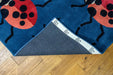 Woven Edge natural world ladybird Blue, Multicoloured, Red Living Room Wool Rug.
