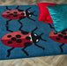 Woven Edge natural world ladybird Blue, Multicoloured, Red Living Room Wool Rug.