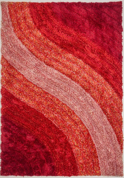 Rug Style 3d ultimate shaggy lena red Red Living Room Geometric Rug.