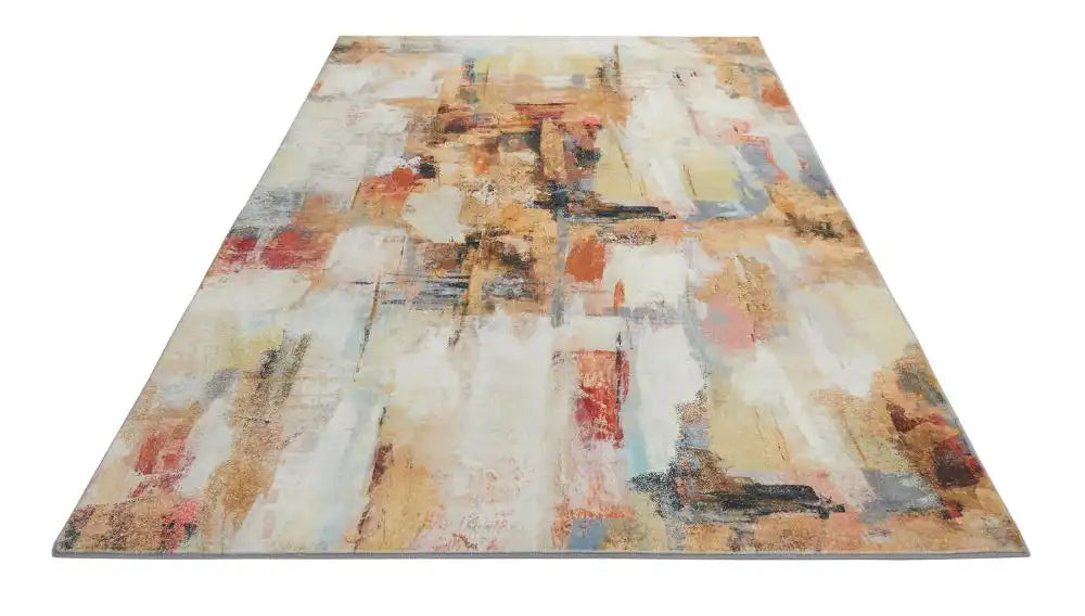 Concept Looms lux washable lux03 beige multi Beige, Multicoloured Living Room Washable Rug.