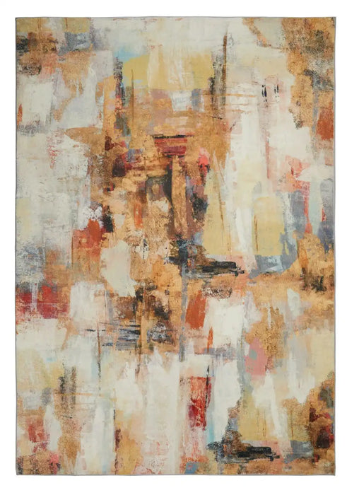 Concept Looms lux washable lux03 beige multi Beige, Multicoloured Living Room Washable Rug.