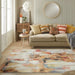 Concept Looms lux washable lux03 beige multi Beige, Multicoloured Living Room Washable Rug.
