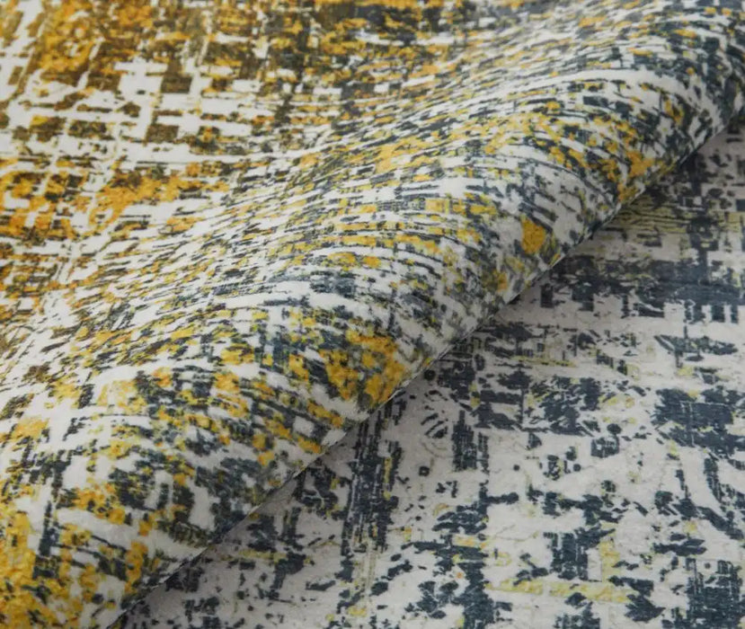 Concept Looms lux washable lux06 blue copper Blue, Yellow Living Room Washable Rug.