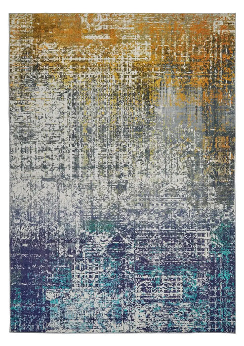 Concept Looms lux washable lux06 blue copper Blue, Yellow Living Room Washable Rug.