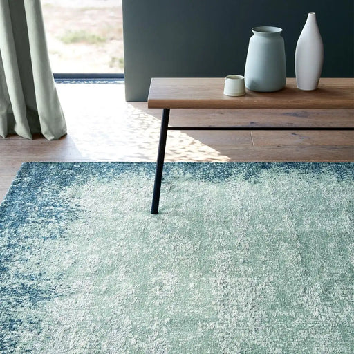 Louis de Poortere villa nova marka teal Blue Living Room Flat Weave Rug.