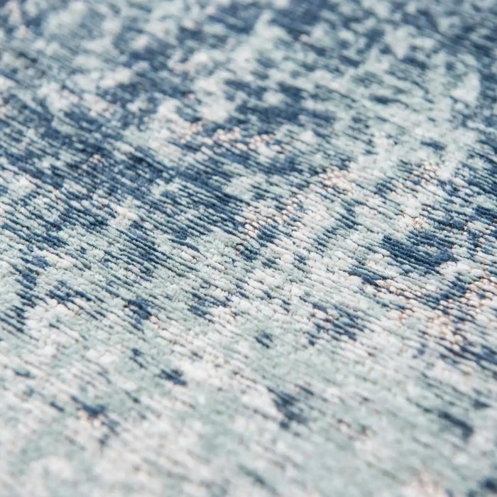 Louis de Poortere villa nova marka teal Blue Living Room Flat Weave Rug.