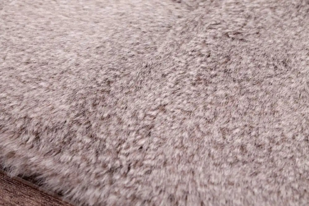 HMC tipped luxe fur mink Brown Living Room Shaggy Rug.