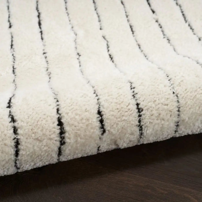 Nourison modern comfort mnc01 ivory black Black, Ivory Living Room  Rug.