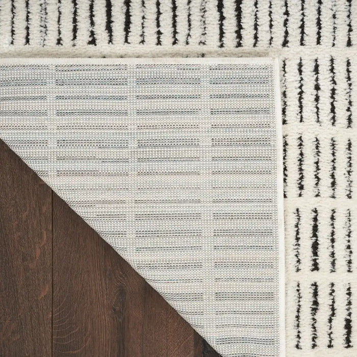 Nourison modern comfort mnc03 ivory black Black, Ivory Living Room  Rug.