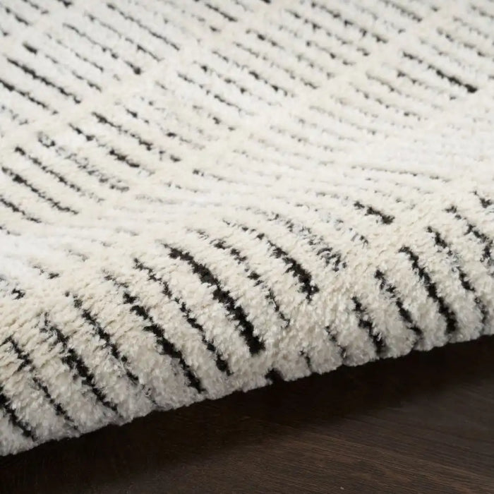 Nourison modern comfort mnc03 ivory black Black, Ivory Living Room  Rug.