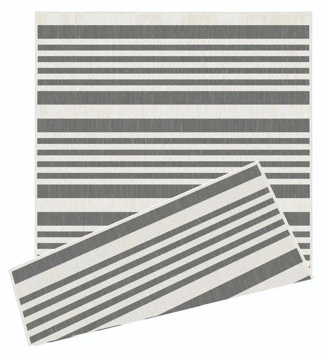 Likewise Matting duo weave indoor outdoor modern stripes grey Grey Outdoor  Flat Weave Rug.