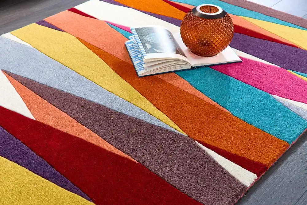Origins shard brights multi Multicoloured Living Room Wool Rug.